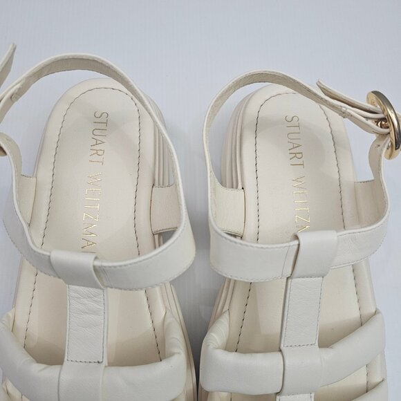 NEW Stuart Weitzman Nolita Sandal Women 11 Cream Caged Gladiator Chunky Platform - Picture 9 of 14